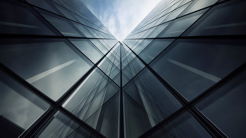 Modern Glass Skyscraper — Gray, Dramatic, Afternoon