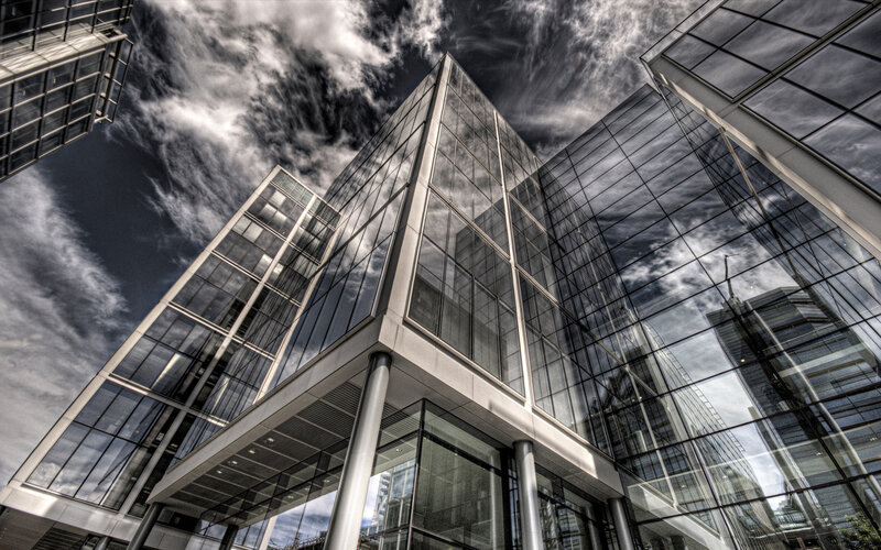 Modern Glass Skyscraper — Gray