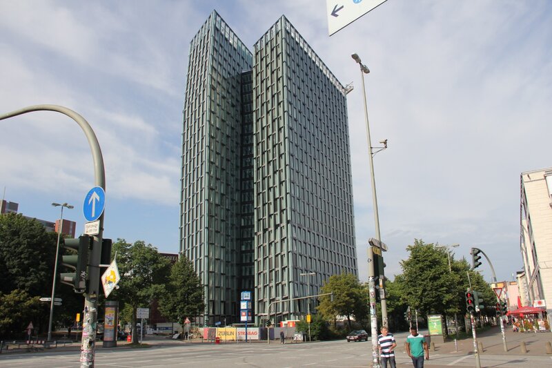Modern glass skyscraper in city