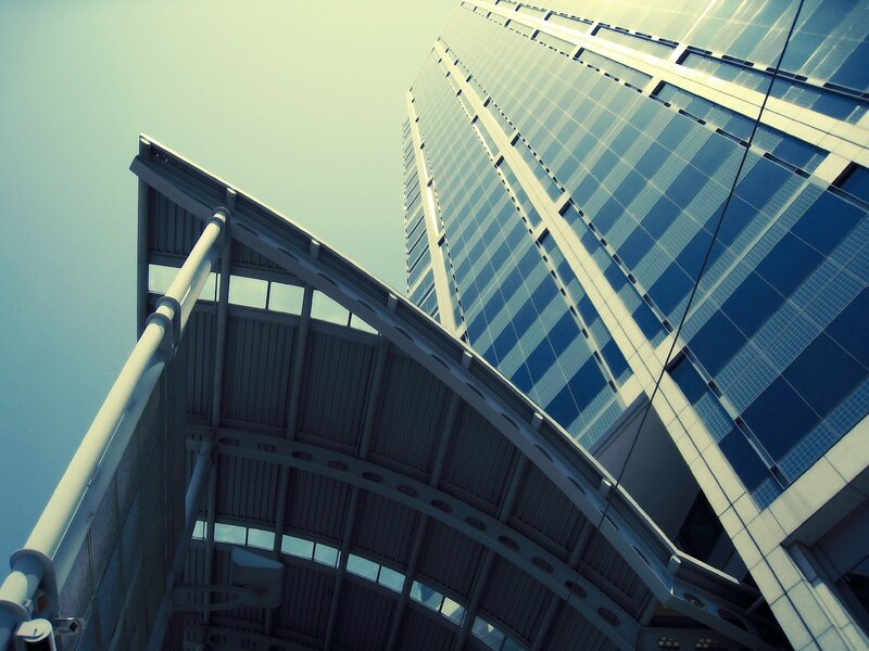Modern glass skyscraper view