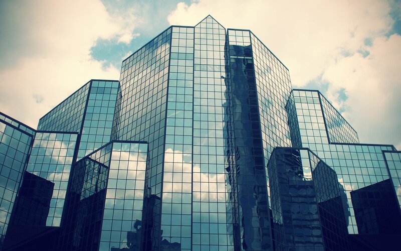 Modern glass skyscrapers