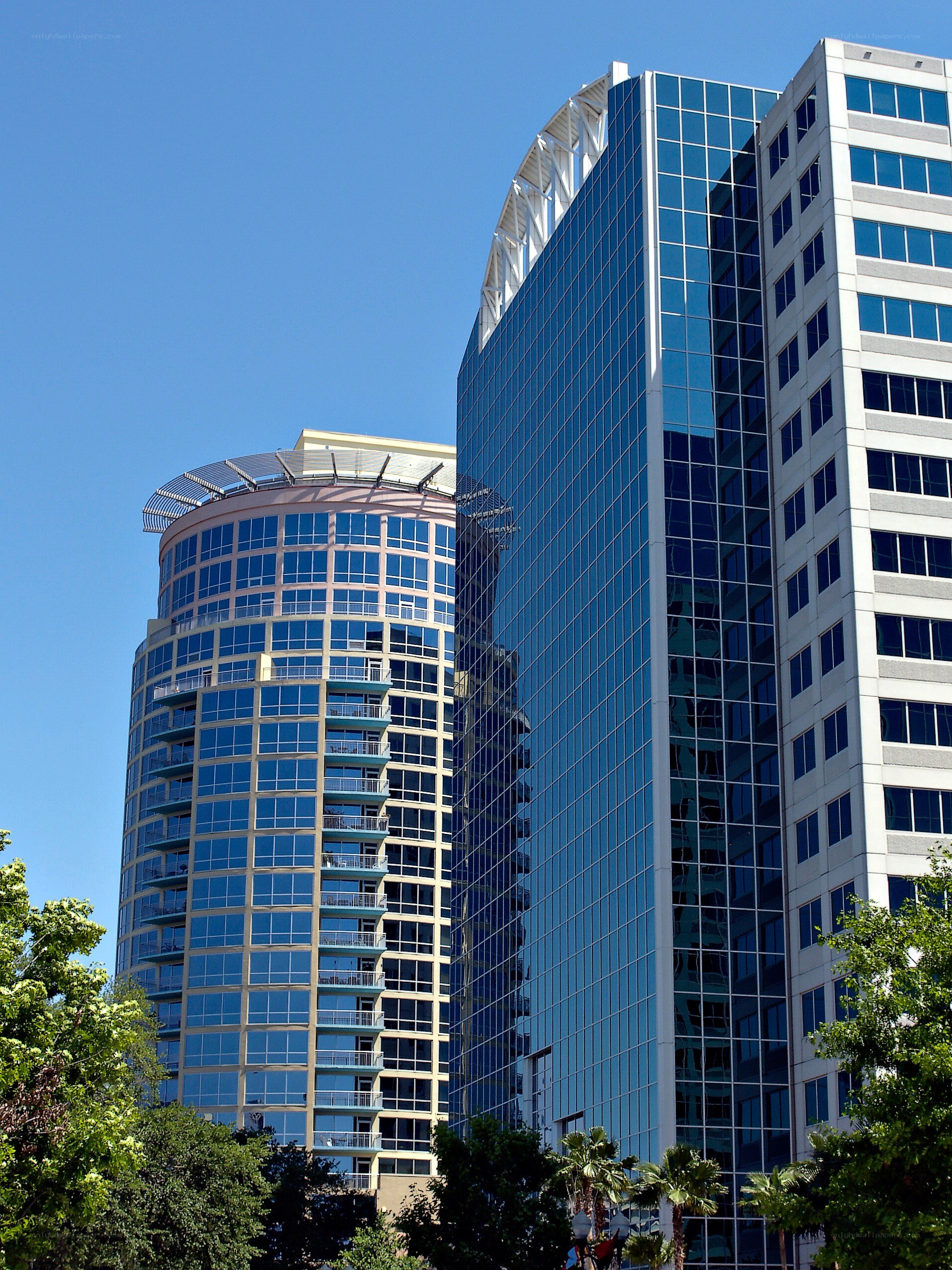 Modern glass skyscrapers