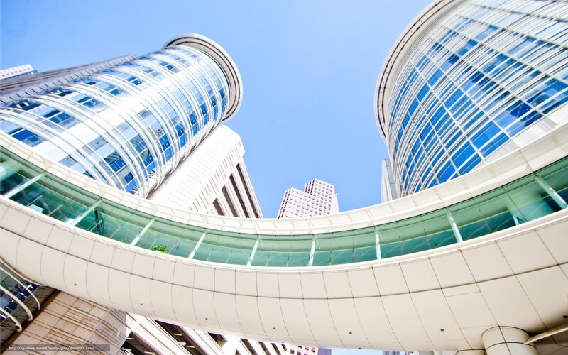 Modern Glass Skyscrapers — Blue, Urban