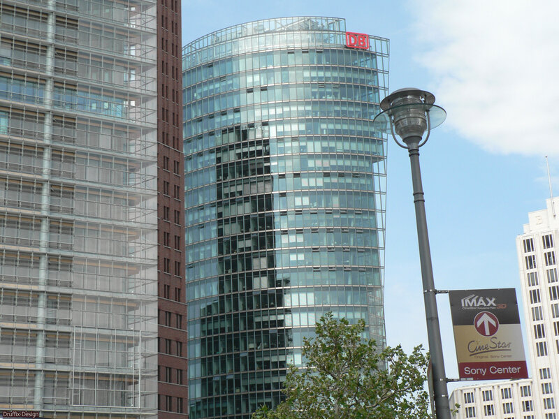Modern glass skyscrapers in city