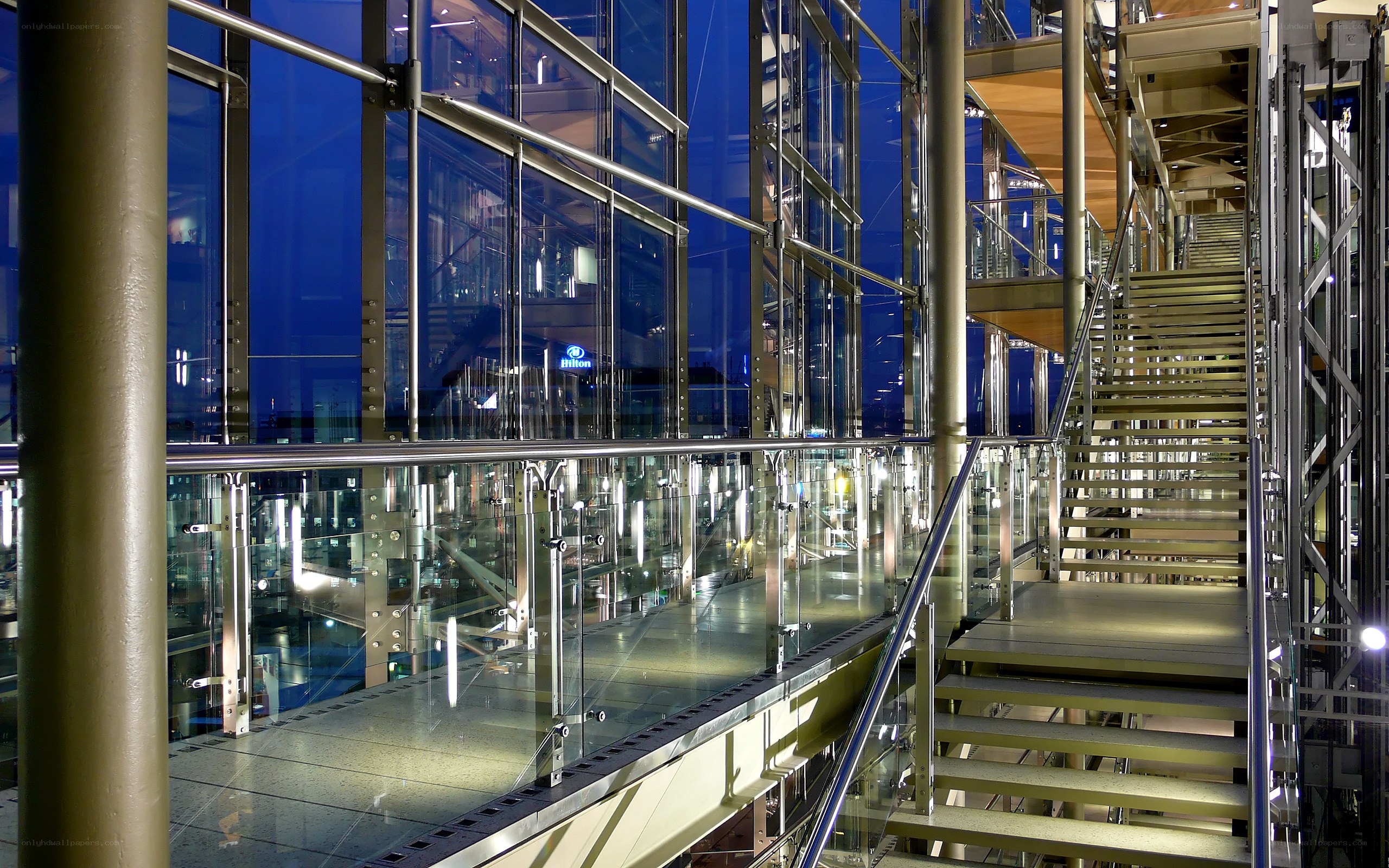 Modern glass staircase interior