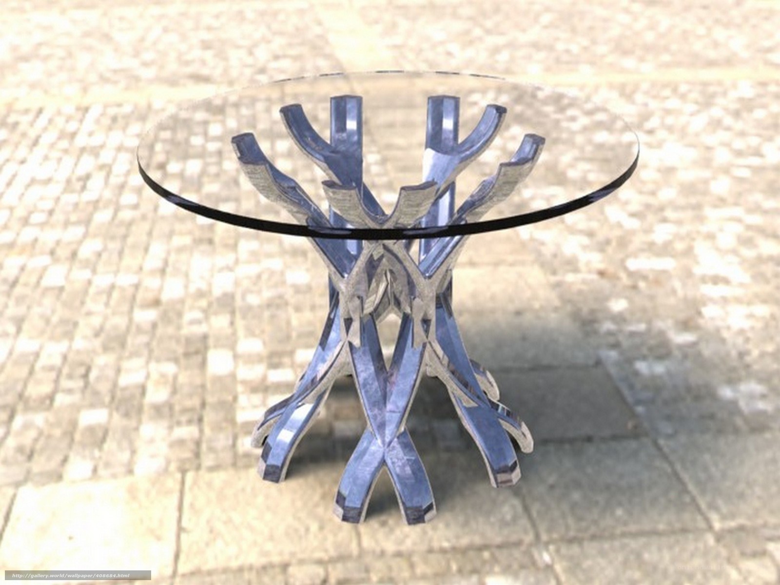 Modern glass table with metal base