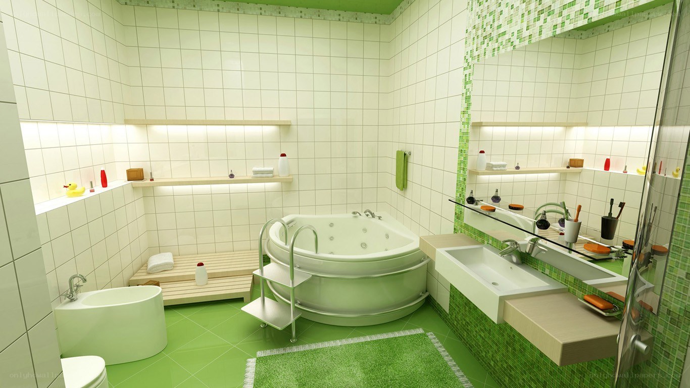 modern green bathroom interior