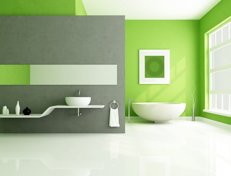 Modern green bathroom interior