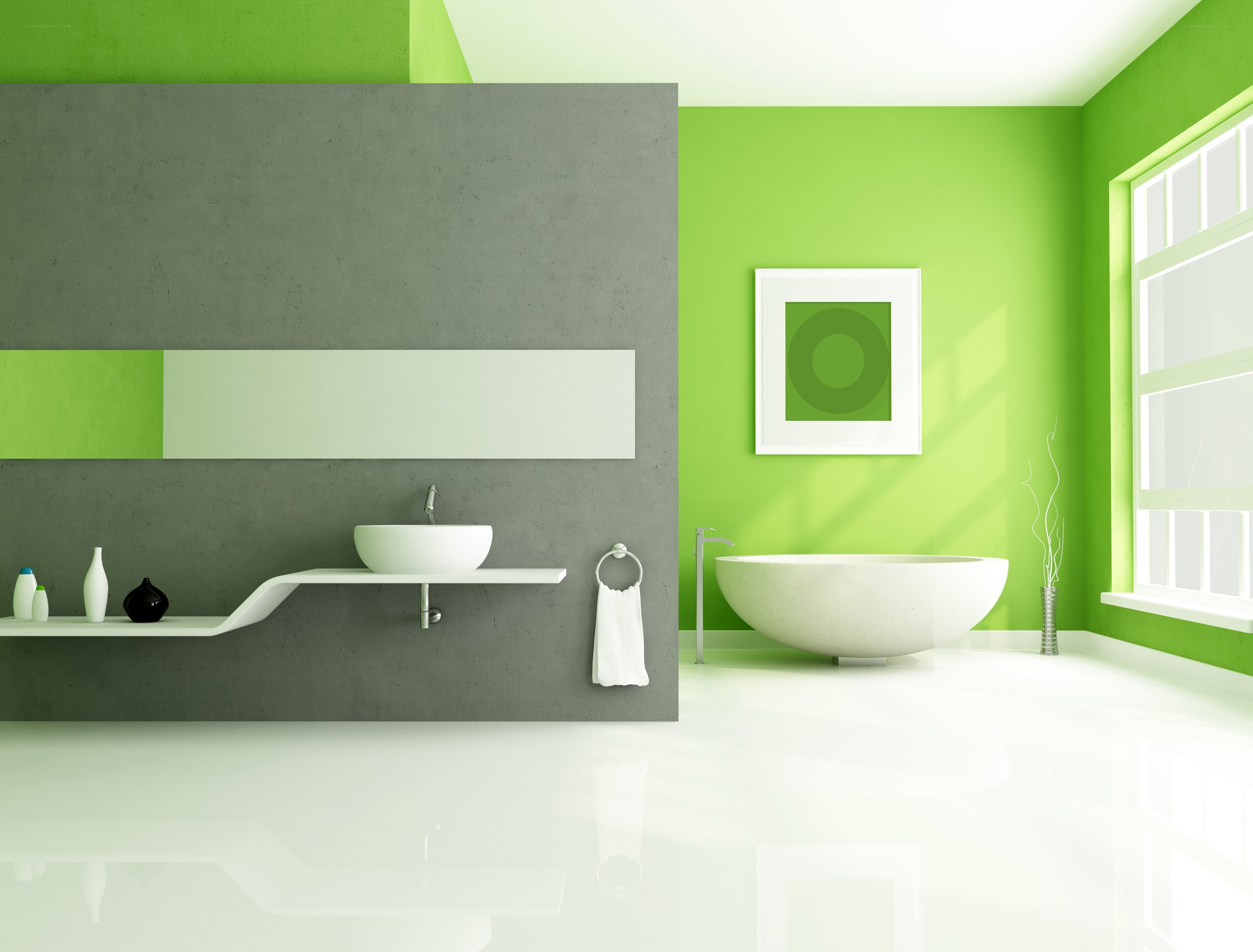 Modern green bathroom interior