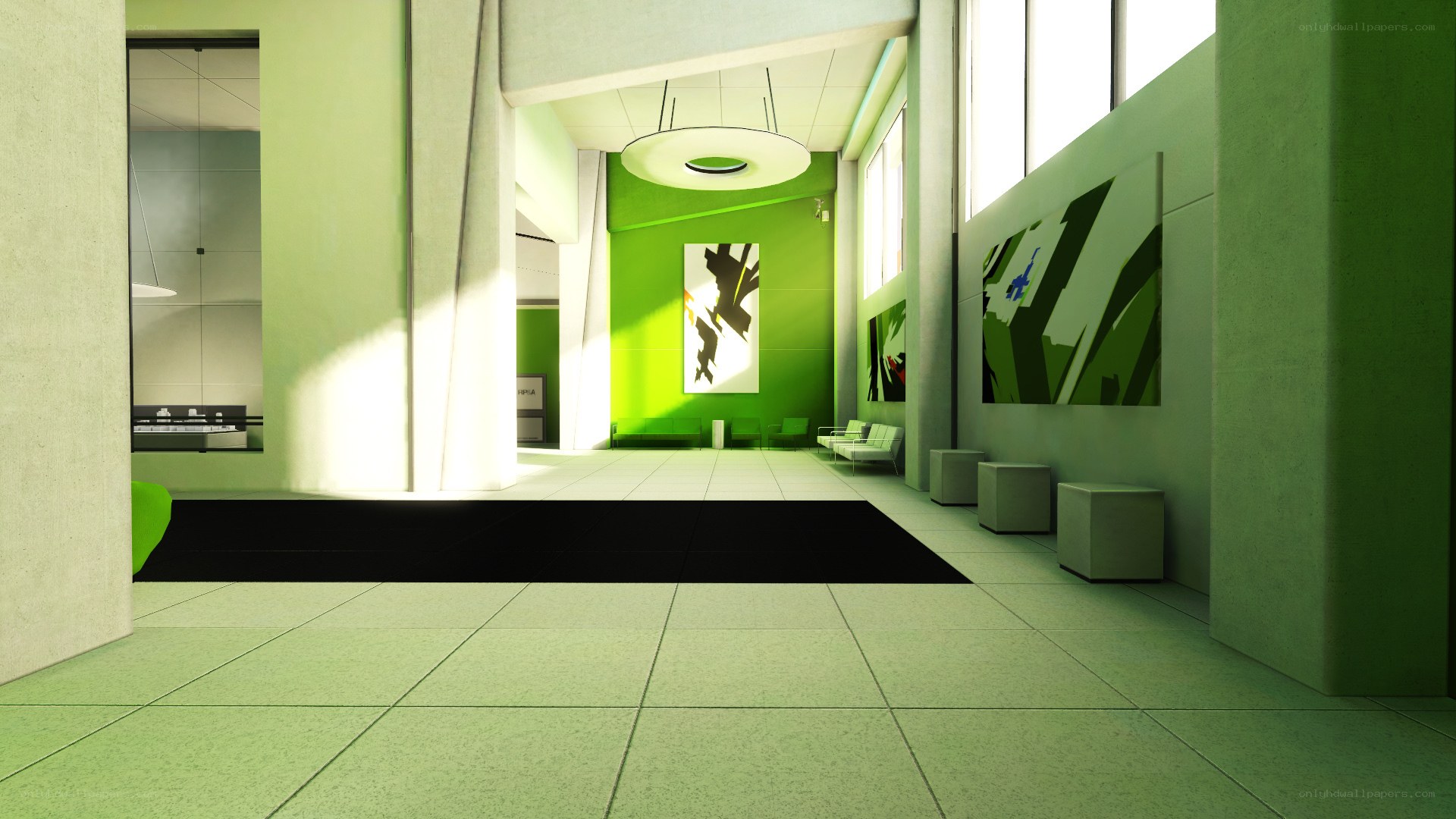 modern green hallway interior