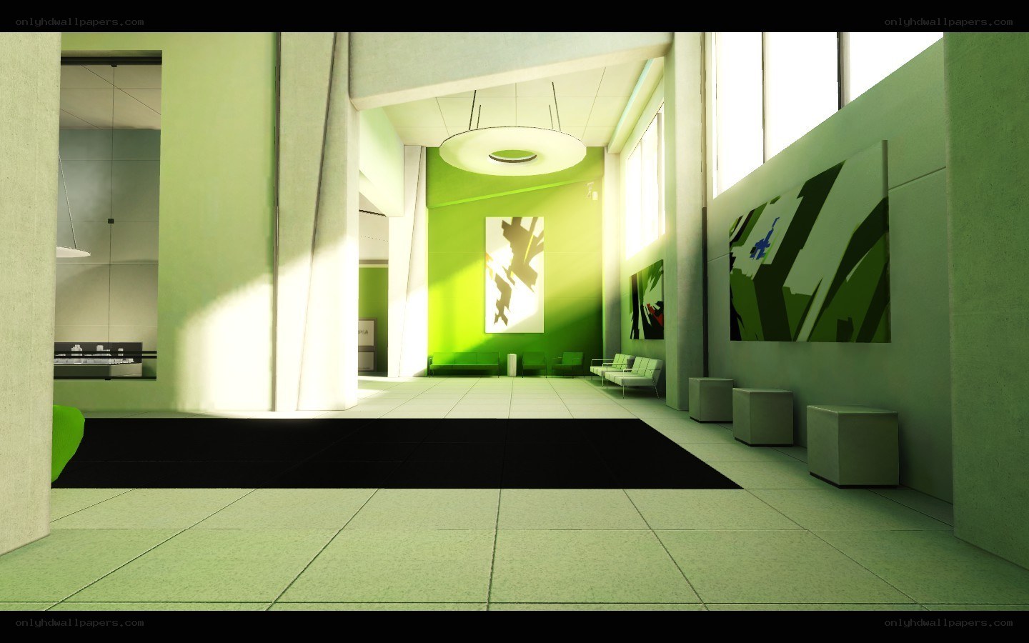 Modern green hallway interior