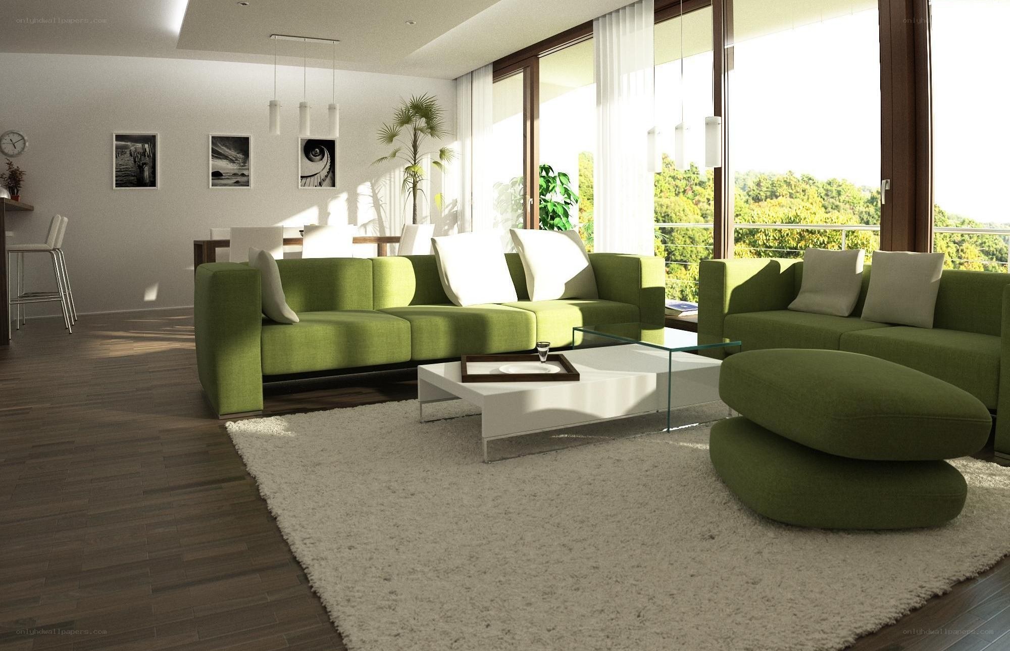Modern green living room