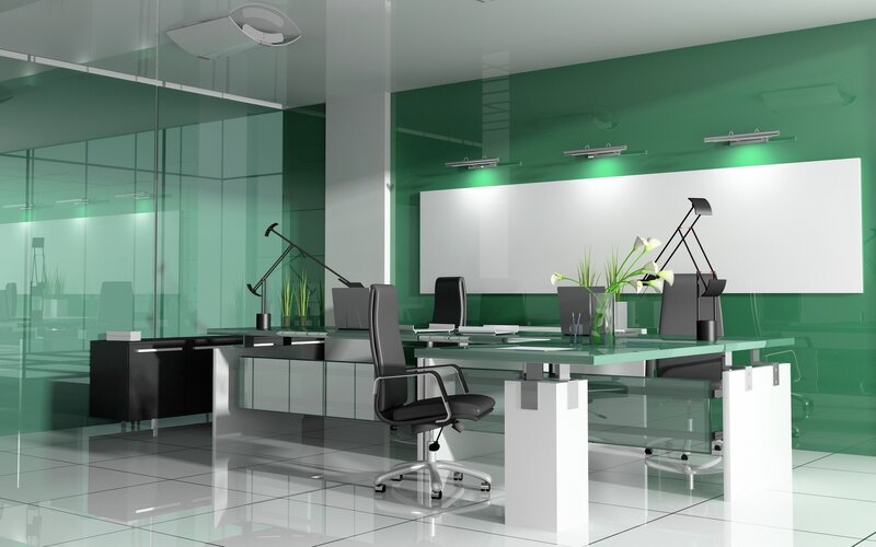 modern green office interior