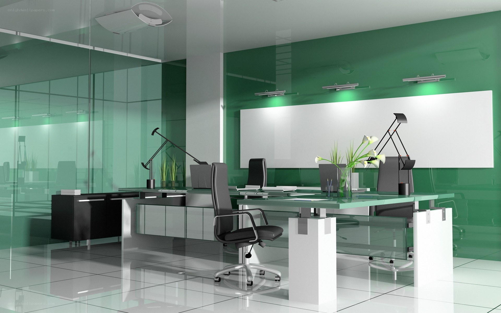 modern green office interior