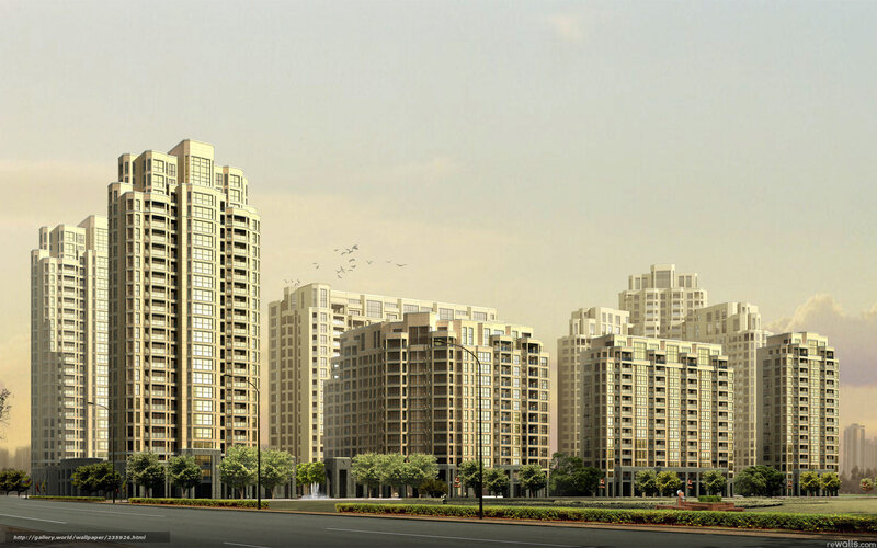 Modern high-rise apartment complex