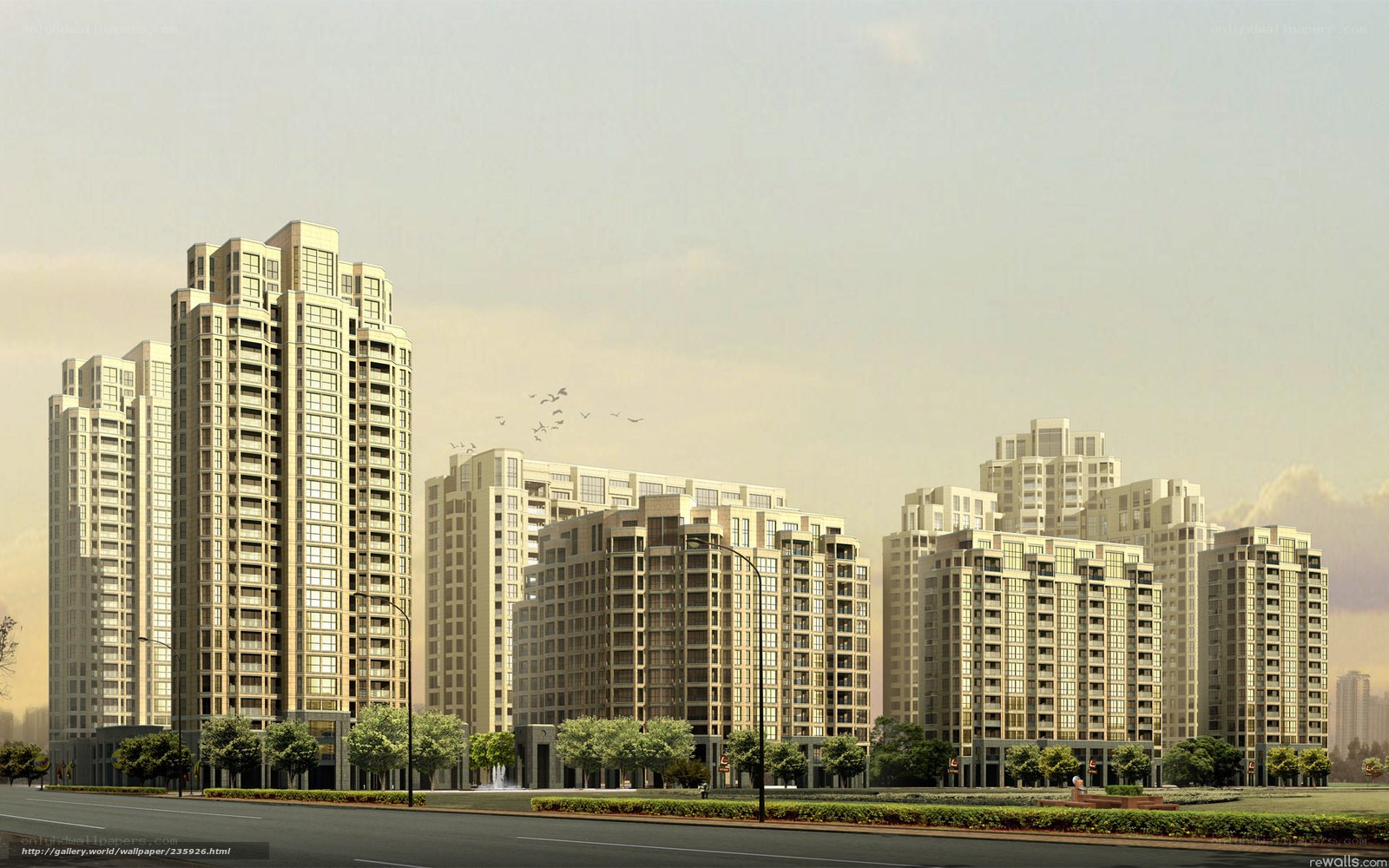 Modern high-rise apartment complex