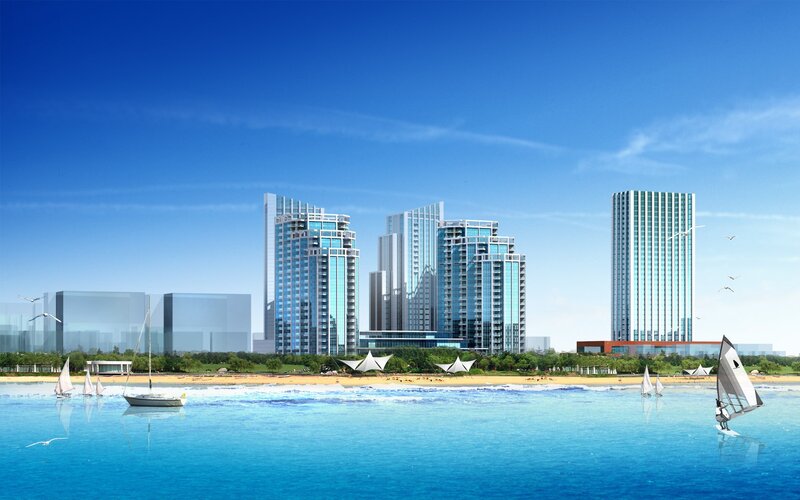 Modern High-rise Buildings — Blue