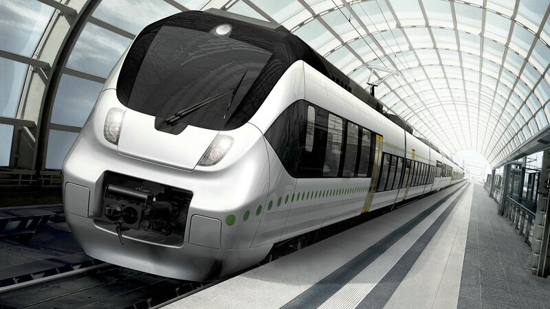 modern high-speed train at station