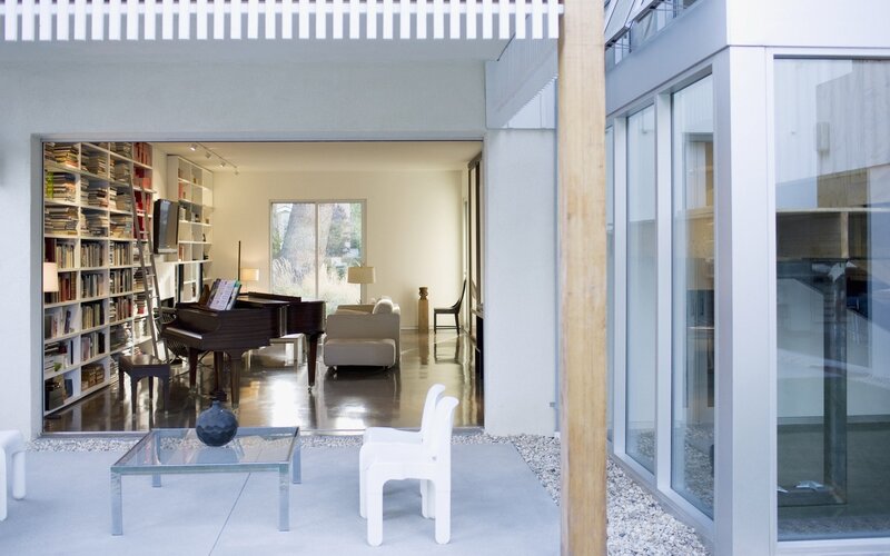 Modern home interior with piano