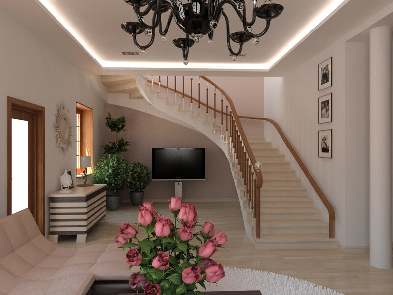 Modern home interior with staircase