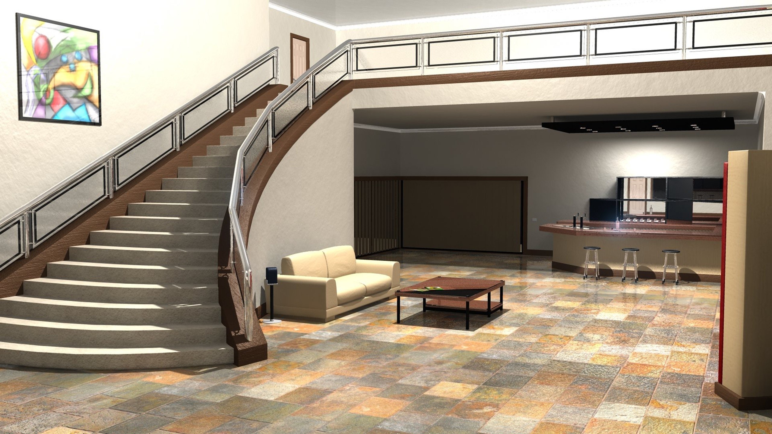 Modern home interior with staircase