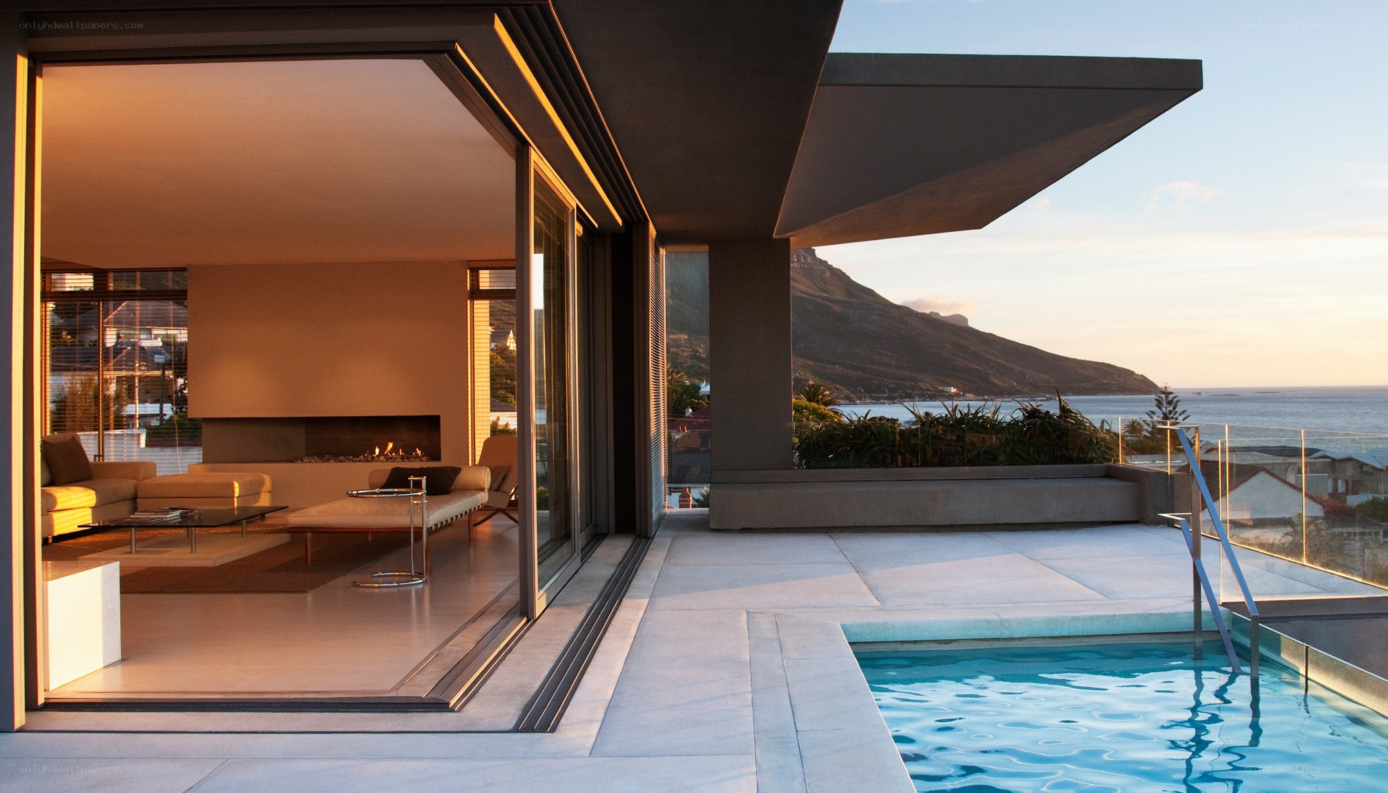 Modern home with pool and ocean view