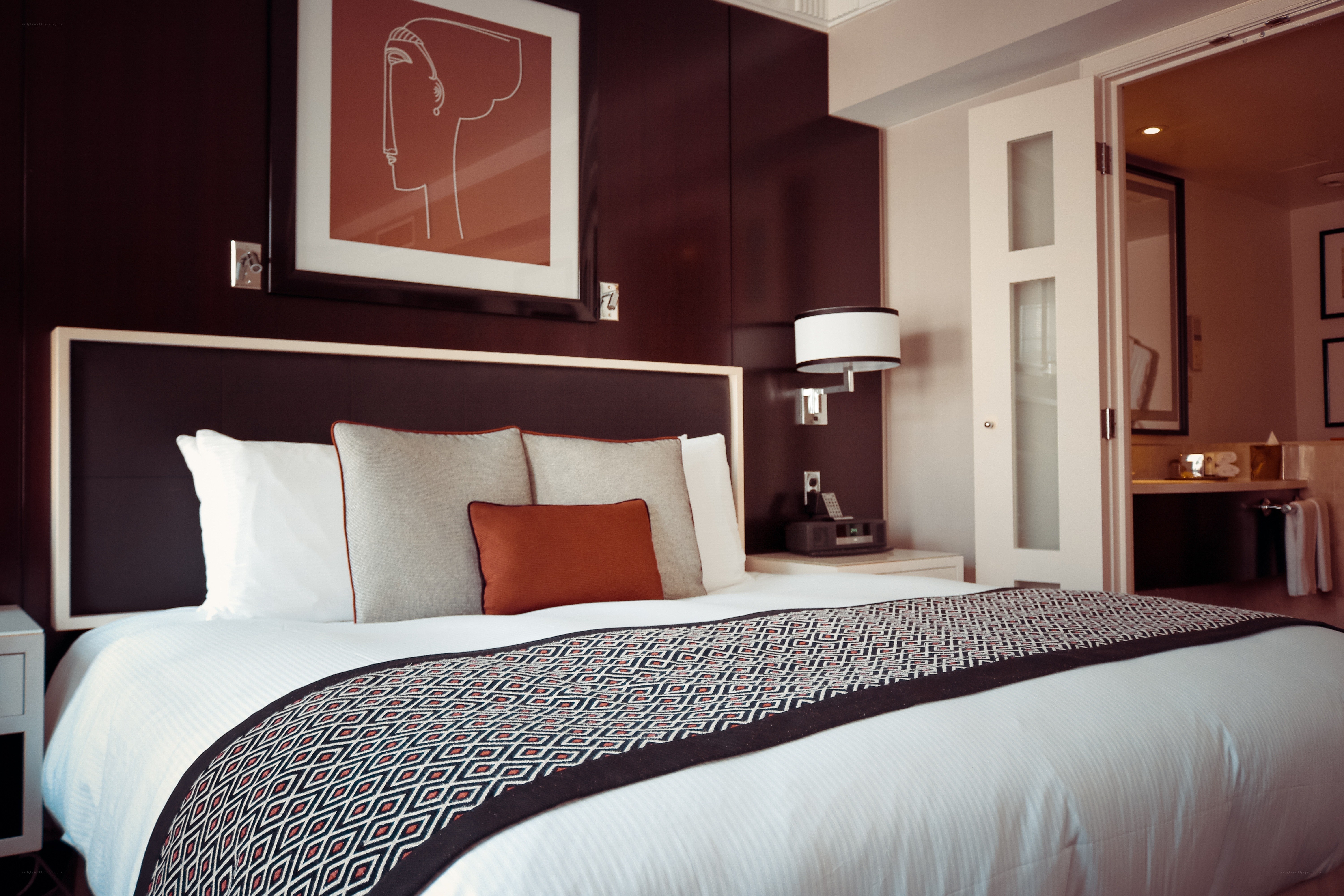 Modern hotel bedroom interior
