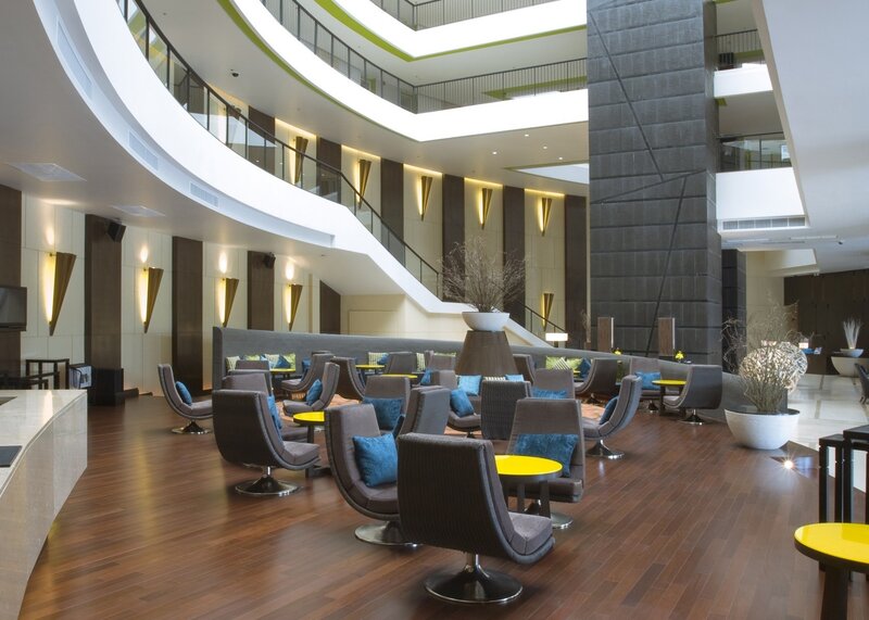 Modern hotel lobby lounge