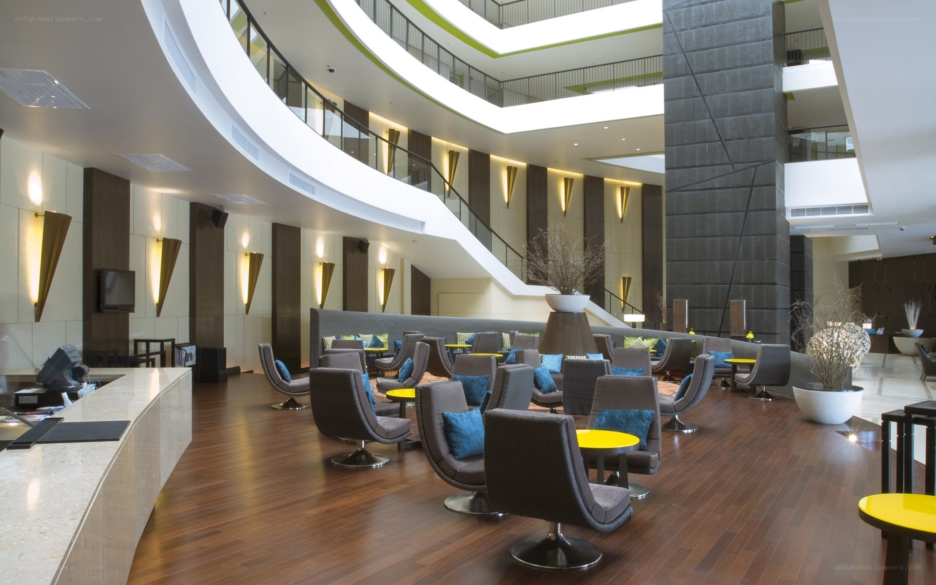 Modern hotel lobby lounge