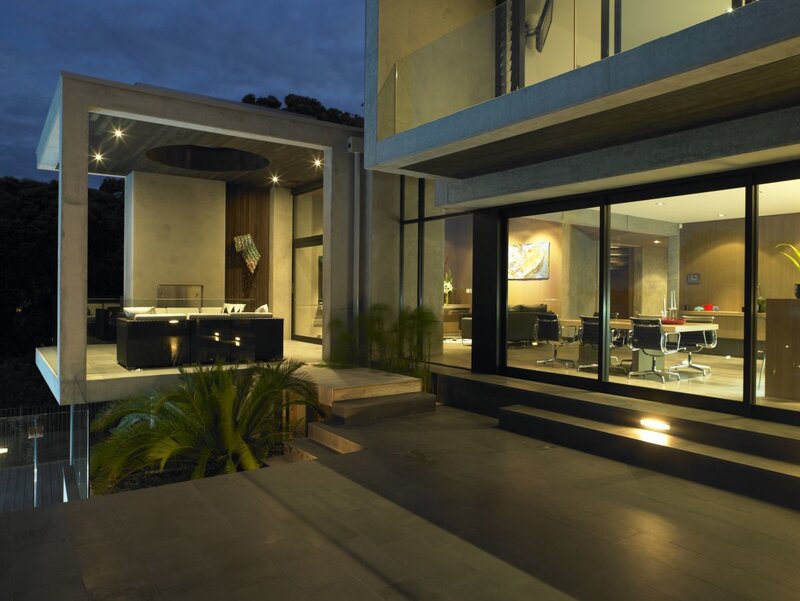 Modern house at dusk