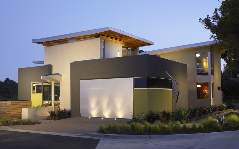 modern house at dusk