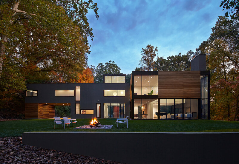 Modern House at Dusk — Black