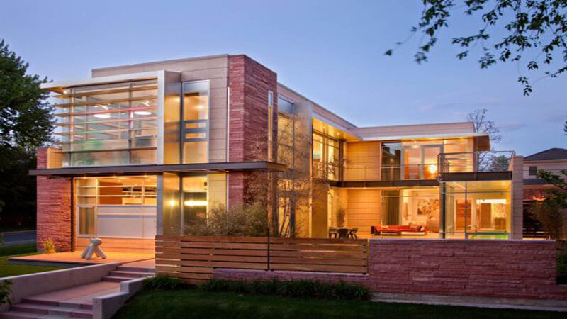 Modern House at Dusk — Blue, Calm