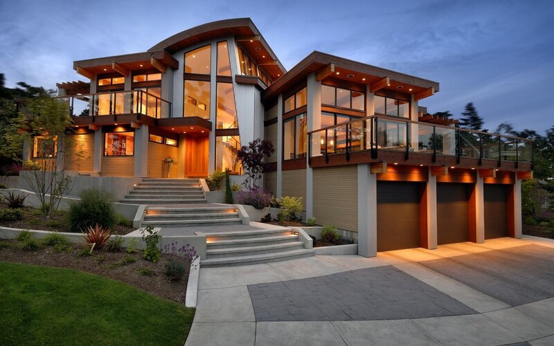 Modern House at Dusk — Blue, Serene, Night