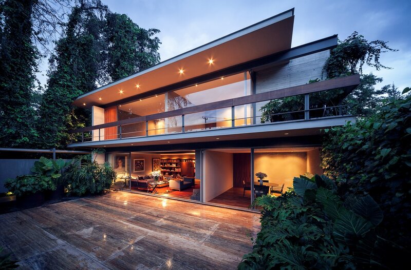 Modern House at Dusk — Brown