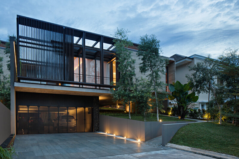 Modern House at Dusk — Gray, Serene