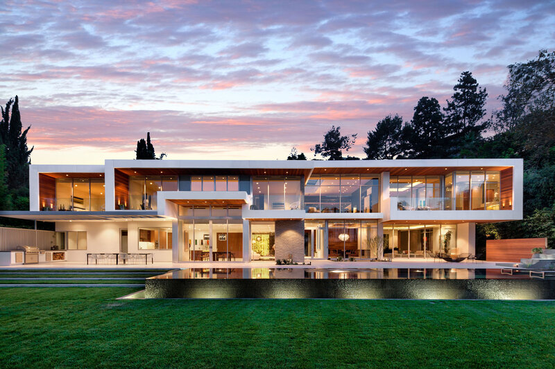 Modern House at Dusk — Green