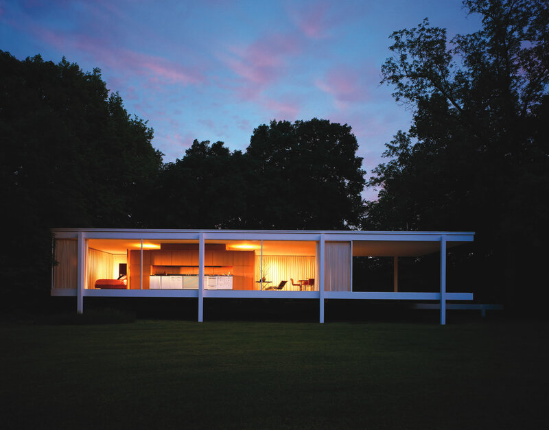 Modern house at dusk