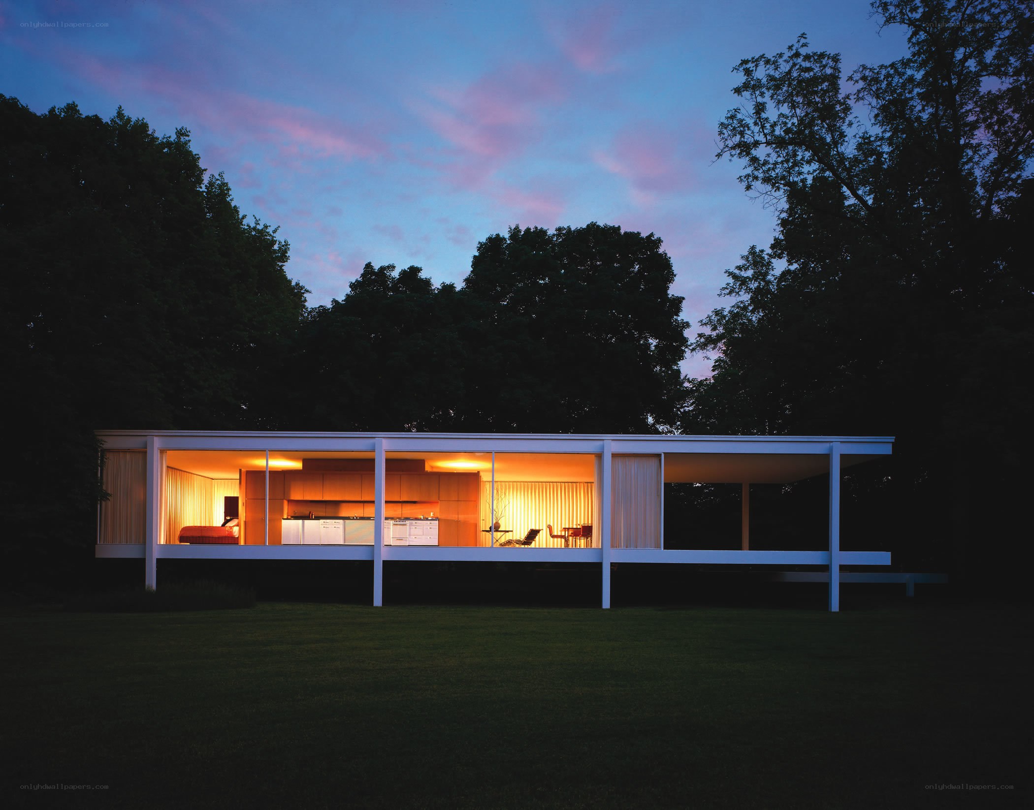 Modern house at dusk