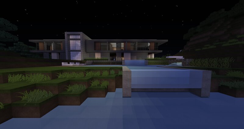 Modern House at Night — Blue, Serene, 3d Render, Pool