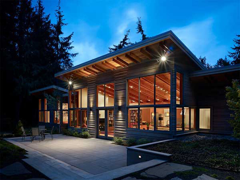 Modern House at Night — Blue, Serene