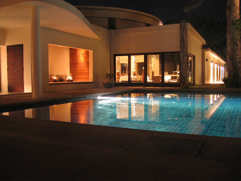 Modern House at Night — Blue