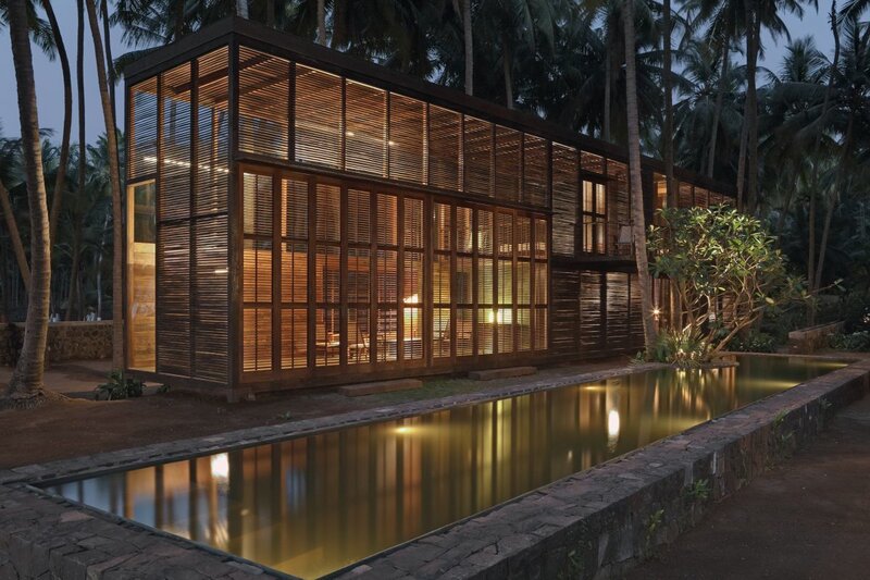 Modern House at Night — Brown