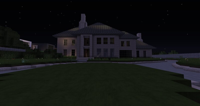 Modern House at Night — Green, Calm