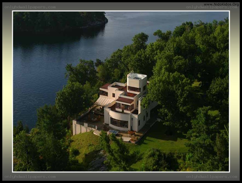 Modern house by the water