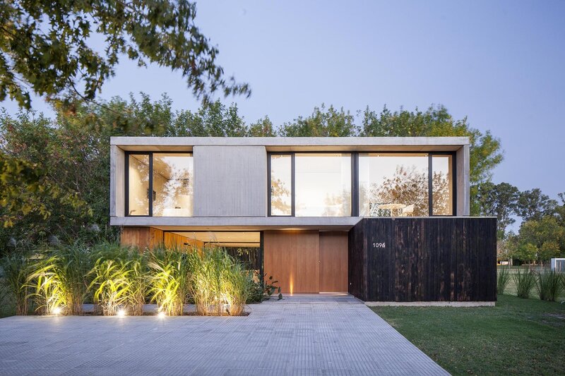 Modern House Exterior — Gray, Serene, Sunset