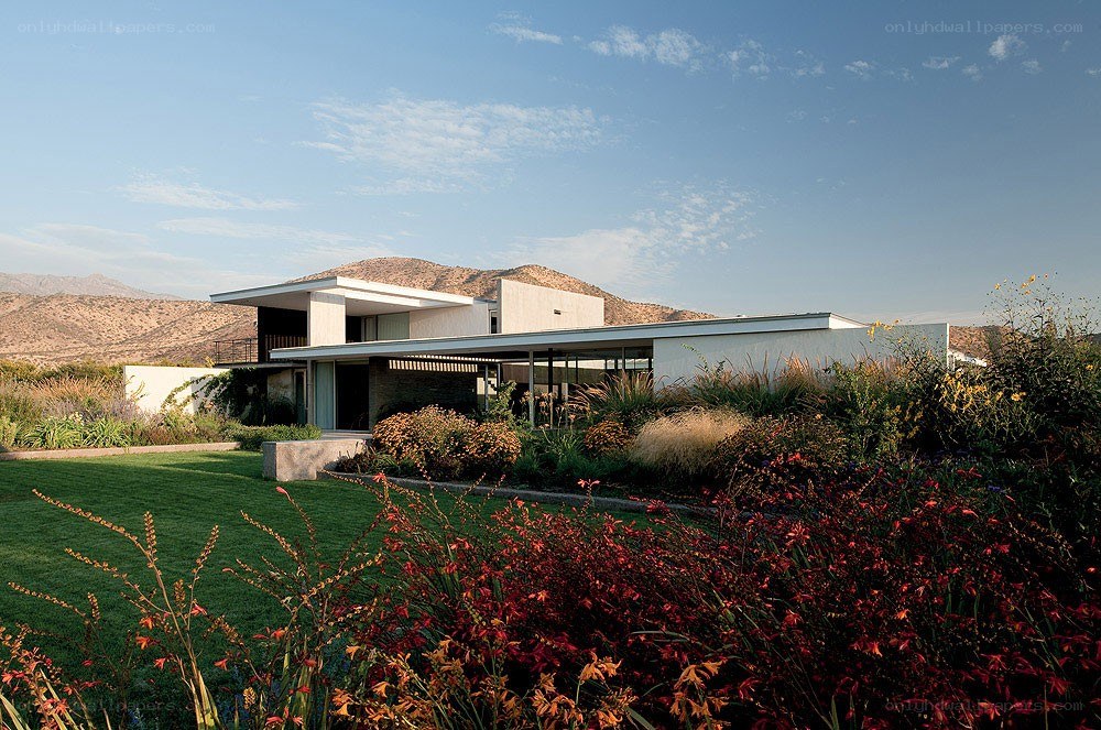 Modern house in desert landscape