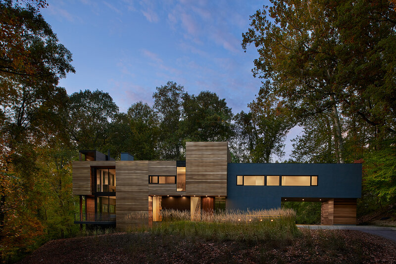 Modern House in Forest — Blue