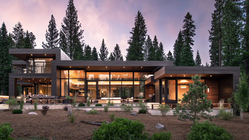 Modern House in Forest — Brown, Serene, Sunset
