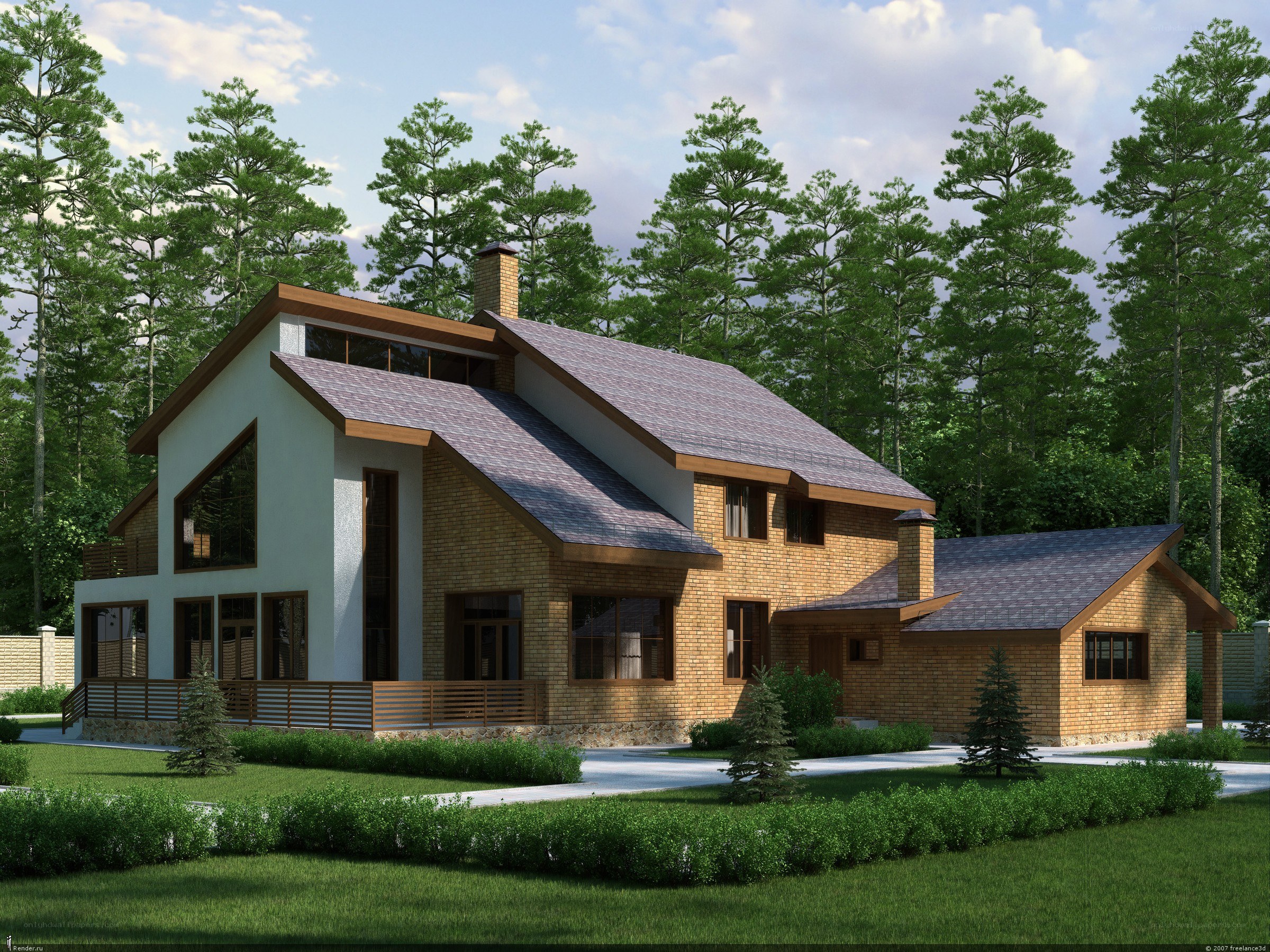 Modern house in forest setting